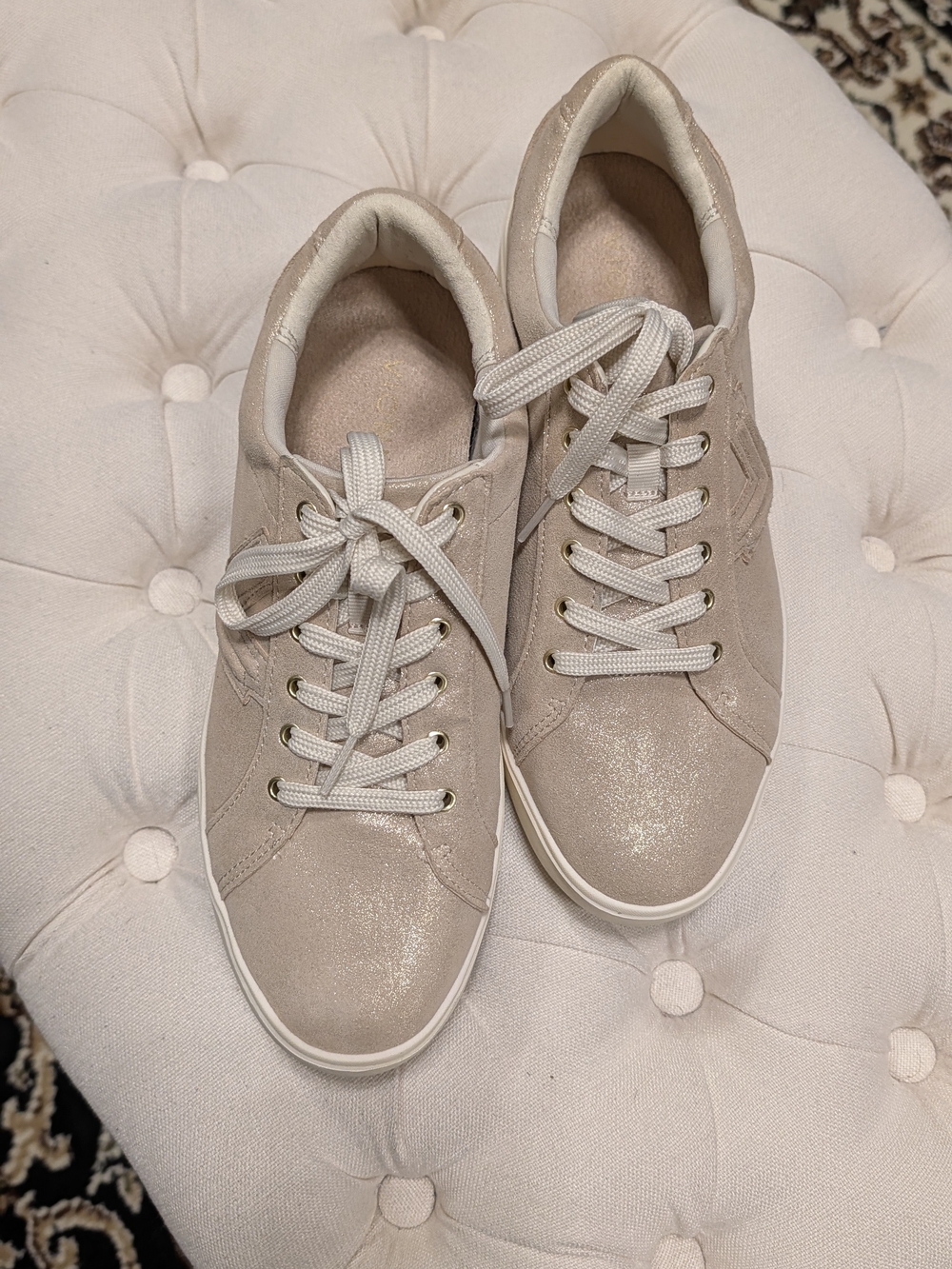 Vionic Winnie Platform Women's Neutral Glitter Lace-Up Sneakers